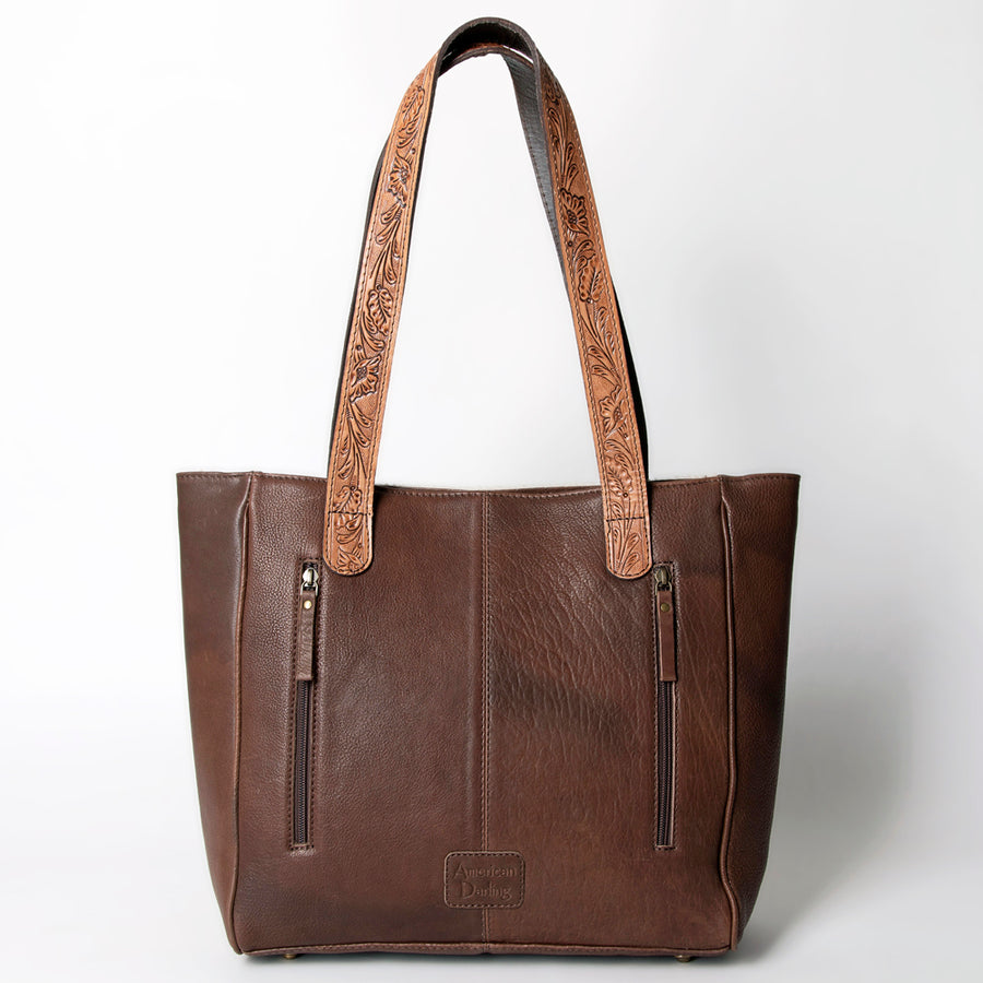 American Darling Tote Bag Hair-On Cowhide Vegetable-Tanned Genuine Leather Embroidery Hand Tooled Fringes