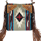 Wool shoulder bag with leather fringe and tooled corners - Uhorse