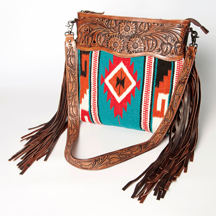 American Darling Signature Crossbody Hand Tooled Saddle Blanket Genuine Leather women bag western handbag purse - Uhorse
