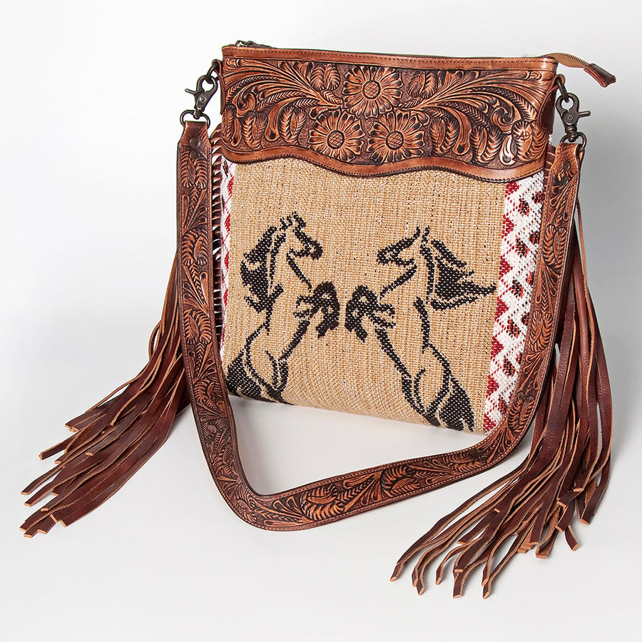 American Darling Signature Crossbody Hand Tooled Saddle Blanket Genuine Leather Women Bag Western Handbag Purse - Uhorse