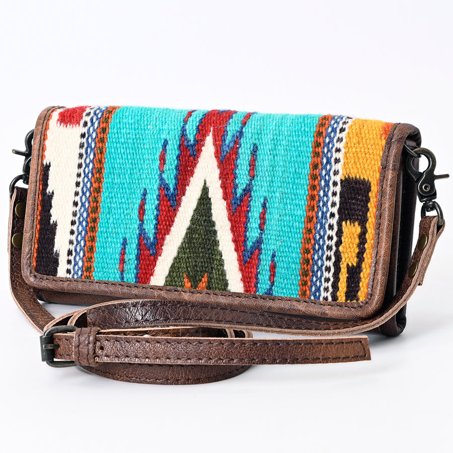 American Darling Hand Woven Saddle Blanket Western Leather Wallet with YKK Zipper - Uhorse