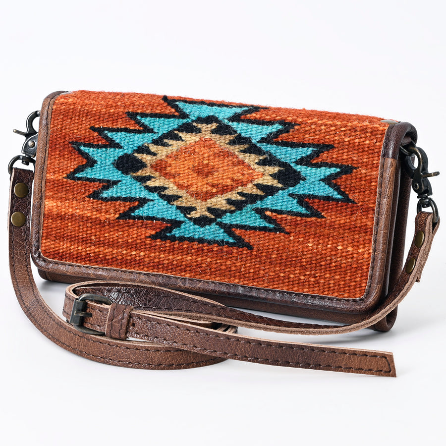 American Darling Hand Woven Saddle Blanket Western Leather Wallet with YKK Zipper - Uhorse