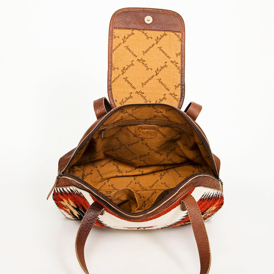 American Darling Tote Bag Genuine Leather Hair-On Cowhide Hand Woven Saddle Blanket Western Handbag 12in x 16in x 5in