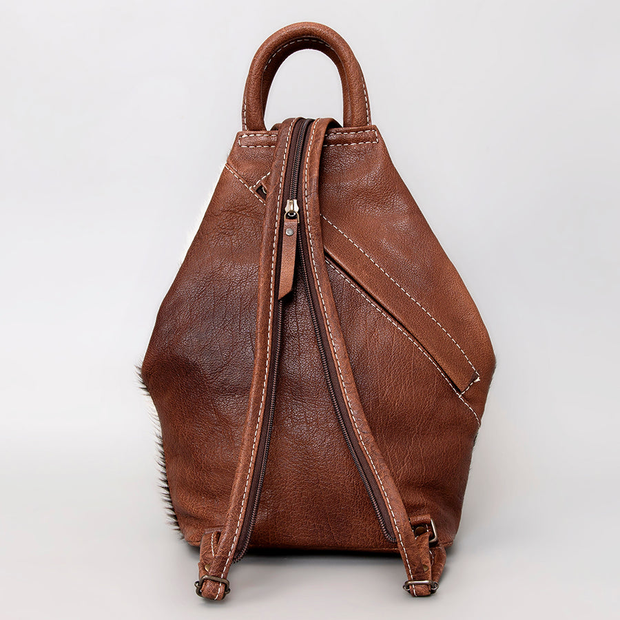 American Darling Backpack Genuine Leather Hand Tooled Floral Hair-On Cowhide Buck-Stitched 12in x 11in x 4in