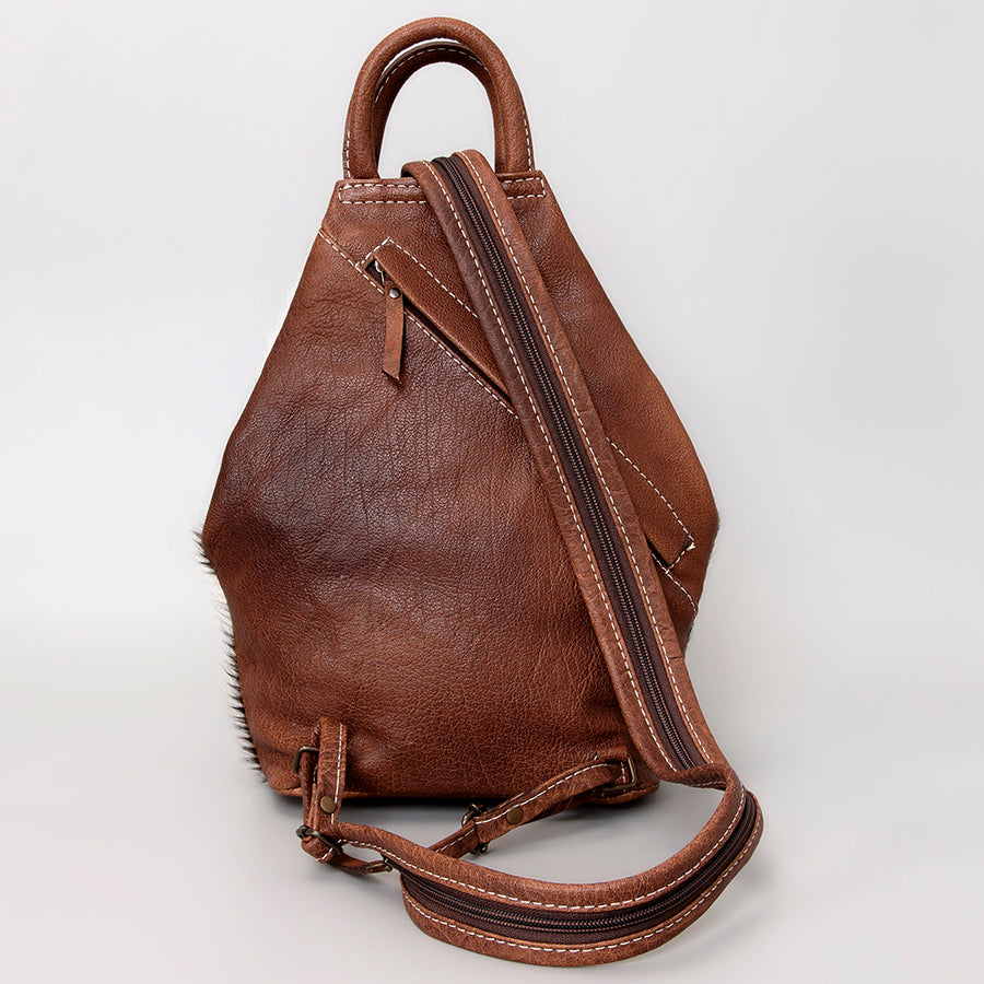 American Darling Backpack Genuine Leather Hand Tooled Floral Hair-On Cowhide Buck-Stitched 12in x 11in x 4in
