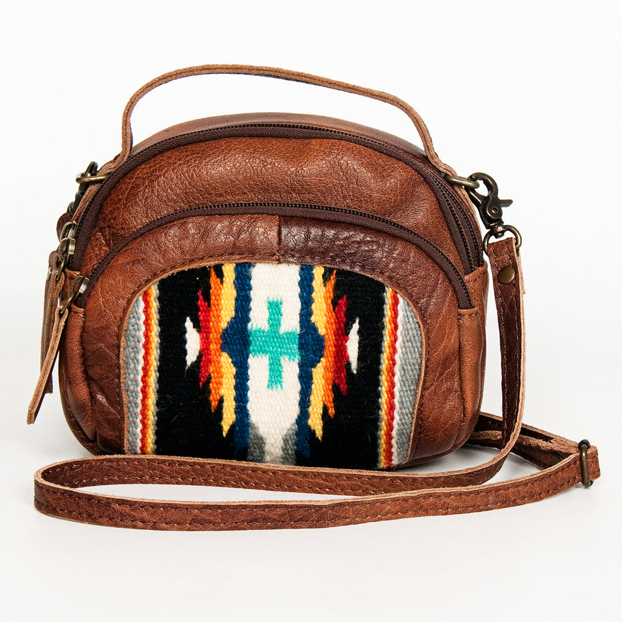 American Darling Cross body Bag, Handcrafted Woven Genuine Leather, Vegetable Tanned Western Purse with YKK Zipper