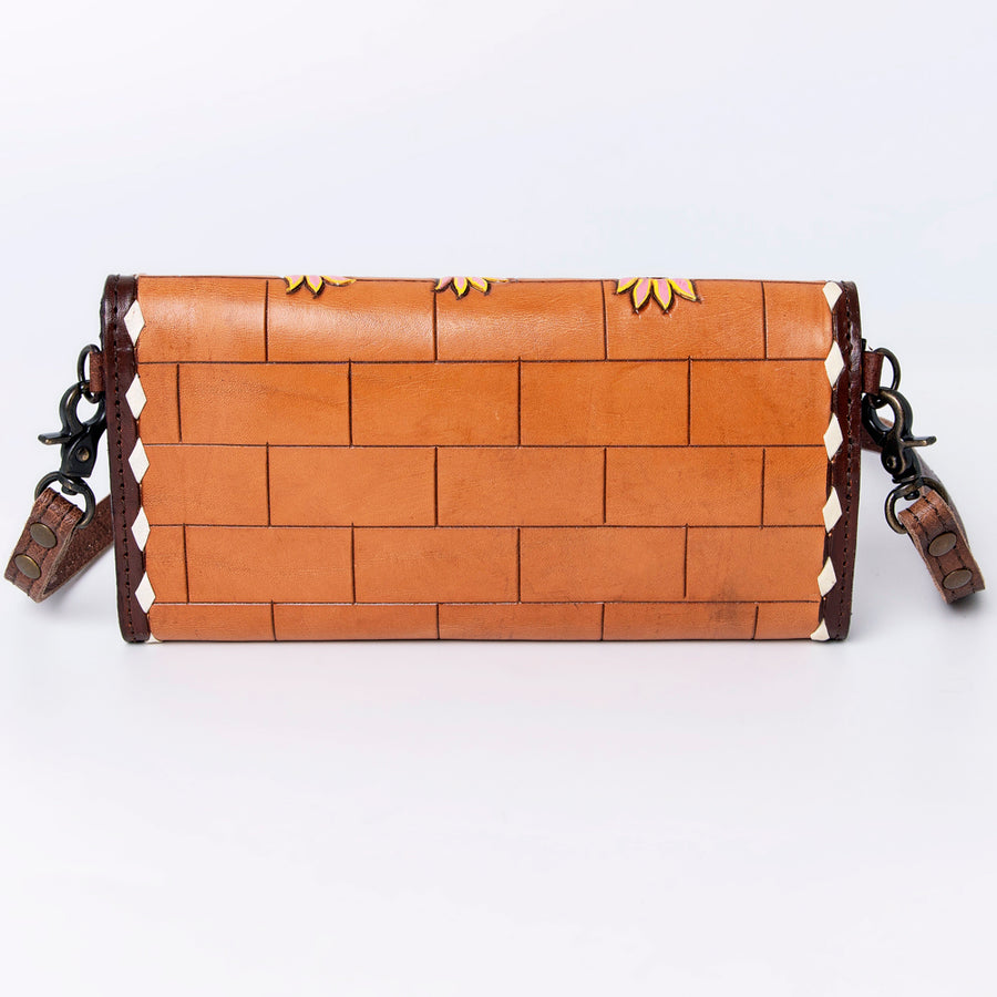 American Darling Wallet, Hand Tooled Genuine Vegetable-Tanned Leather, Western Handcrafted Tooled Crossbody Wallet for Women
