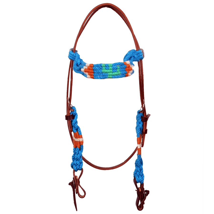 HILASON Western Wool Headstall & Breast Collar Tack Set Turquoise Brown | Leather for Horses
