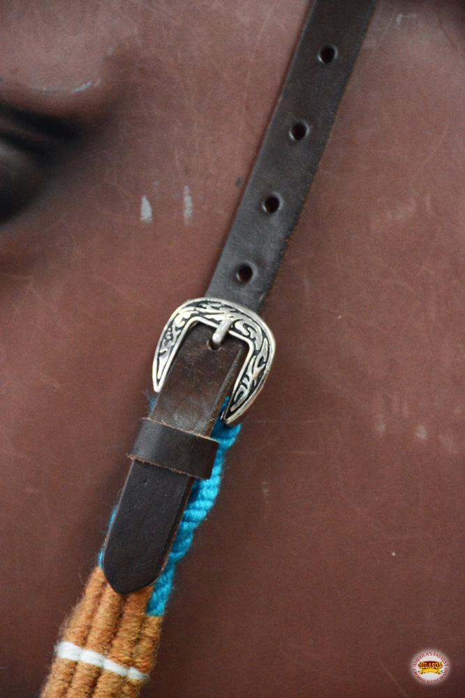 HILASON Western Wool Headstall & Breast Collar Tack Set Turquoise Brown | Leather for Horses