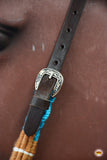 HILASON Cactus Western Wool Headstall & Breast Collar Tack Set Turquoise & White | Leather Headstall | Leather Breast Collar | Tack Set for Horses