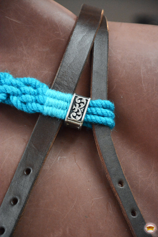 HILASON Western Wool Headstall & Breast Collar Tack Set Turquoise Brown | Leather for Horses