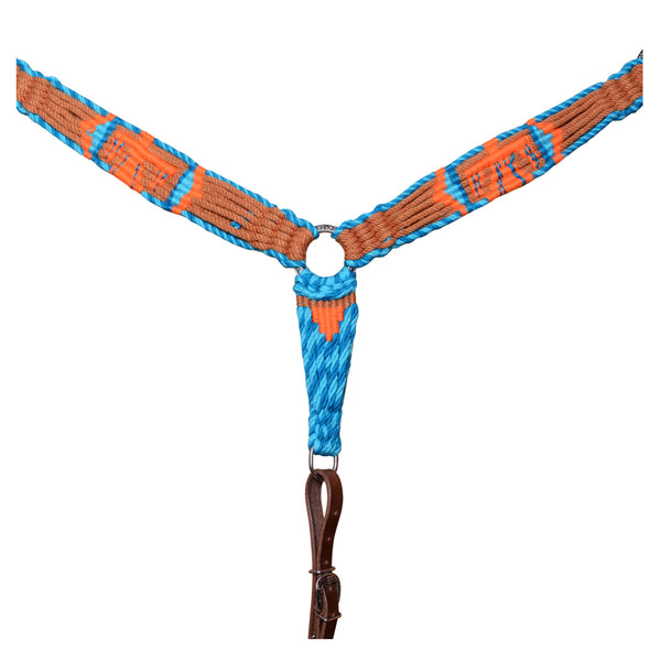 HILASON Western Wool Breast Collar Headstall Tack Set with Leather Tugs Turquoise and Brown - Uhorse
