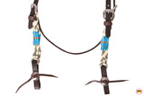 HILASON Western Wool Headstall & Breast Collar Tack Set Grey & Off White | Breast Collar | Head Stall | Western Breast Collar | Western Head Stall | Headstall and Breast Collar Set