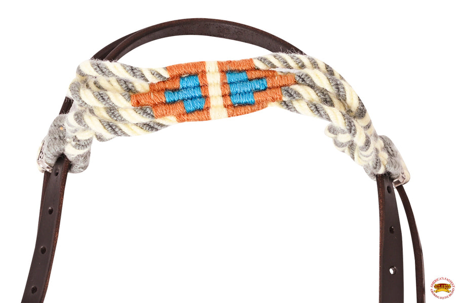 HILASON Western Wool Headstall & Breast Collar Tack Set Grey Off White |