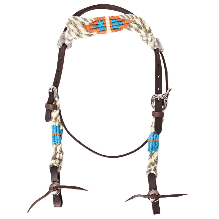 HILASON Western Wool Headstall with Leather Tugs Tack Grey and Off White - Uhorse