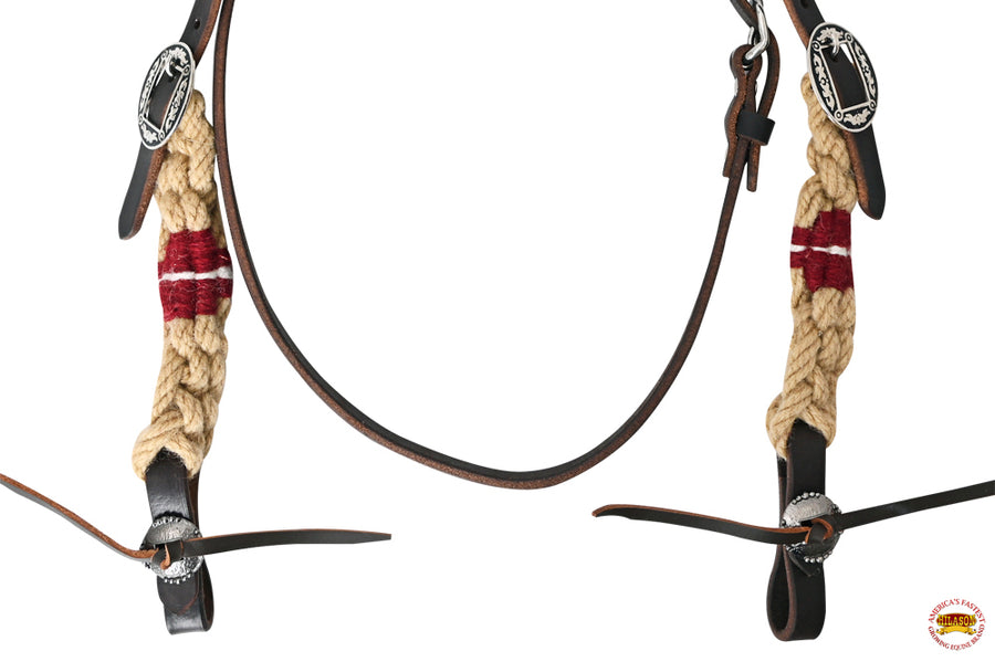 HILASON Western Wool Headstall & Breast Collar Tack Set Tan with Maroon |
