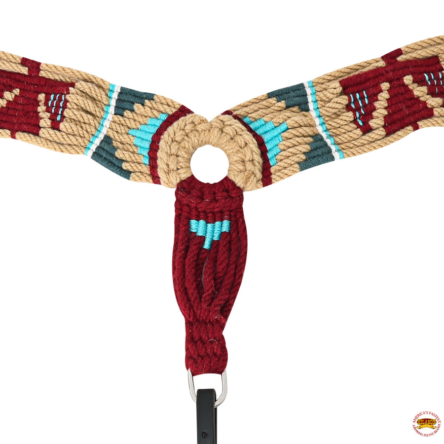 HILASON Western Wool Headstall & Breast Collar Tack Set Tan with Maroon |