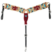 HILASON Western Wool Headstall & Breast Collar Tack Set Tan with Maroon |