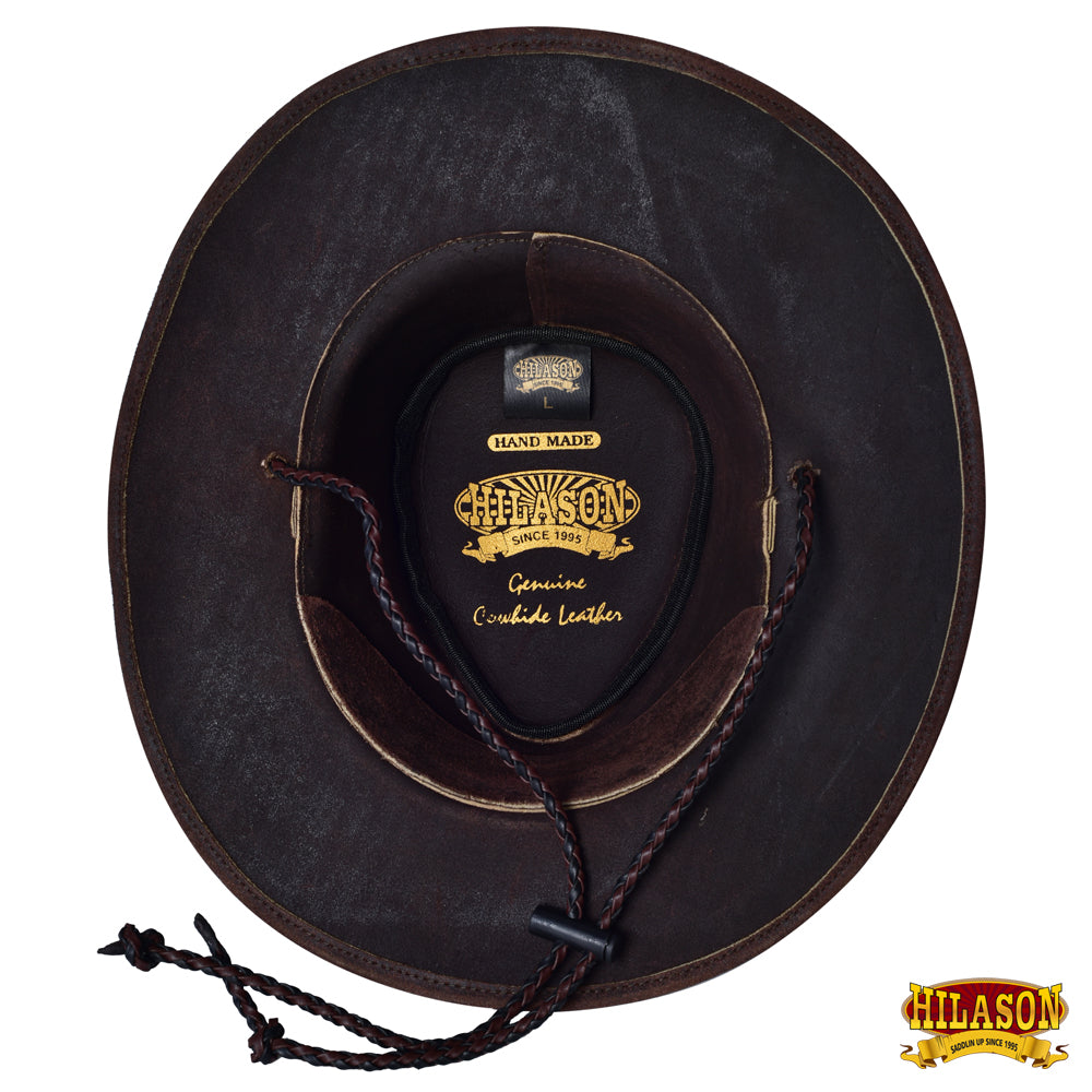 Hilason Crazy Horse Cow Leather Cowboy Hat Chocolate Brown