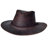 Large Hilason Crazy Horse Cow Leather Cowboy Hat Chocolate Brown - Uhorse