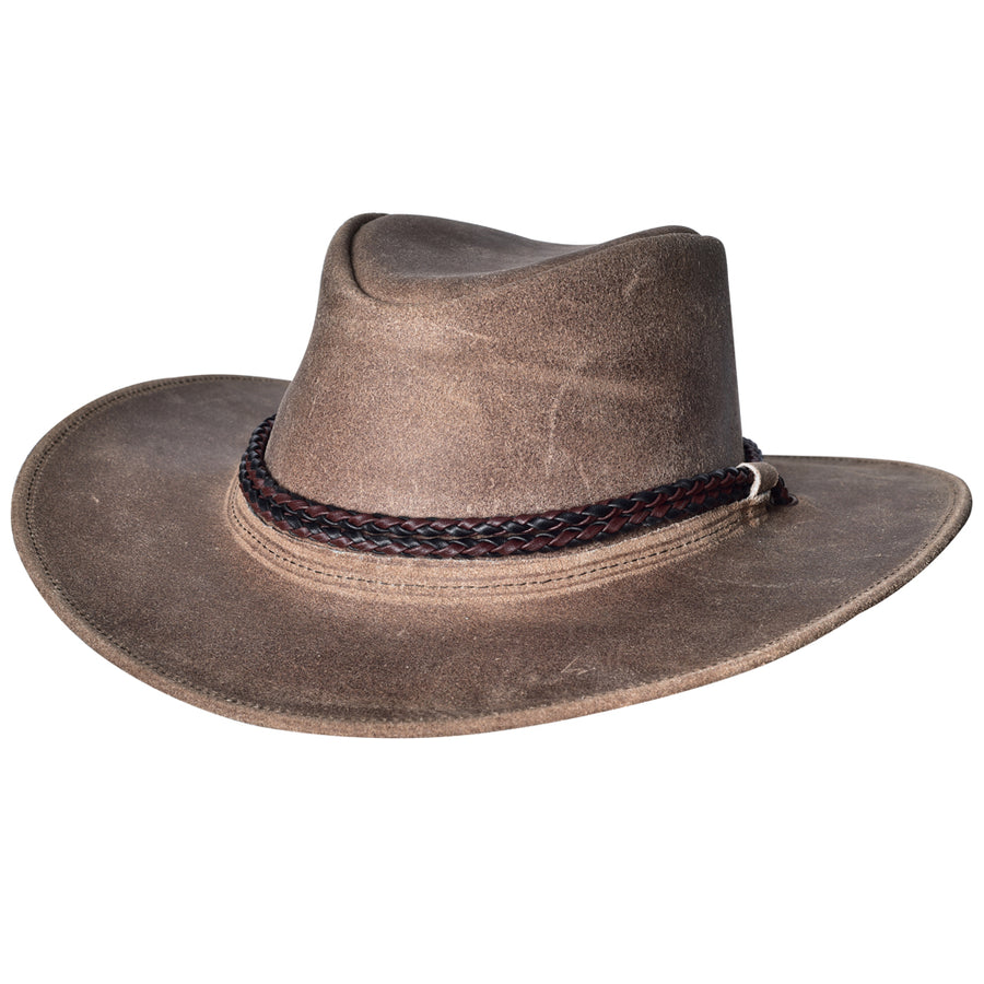 X Large Hilason Crazy Horse Cow Leather Cowboy Hat Grey - Uhorse