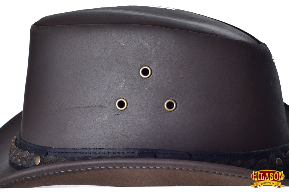 Hilason Premium Cowhide Leather Cowboy Hat Chocolate Brown