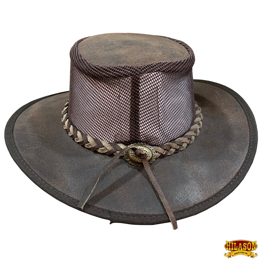 Crazy Horse Cow Suede with Mesh Chocolate Brown Cowboy Hat Hilason