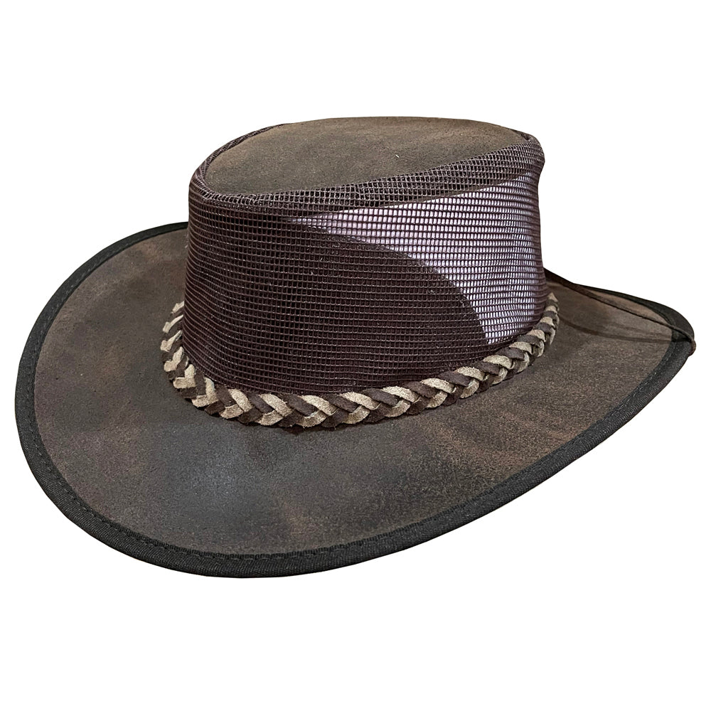 Crazy Horse Cow Suede with Mesh Chocolate Brown Cowboy Hat Hilason