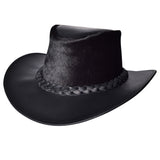 Medium Hilason Cow Leather laminated Cowboy Hat Black by Hilason – Cowboy and equestrian accessories