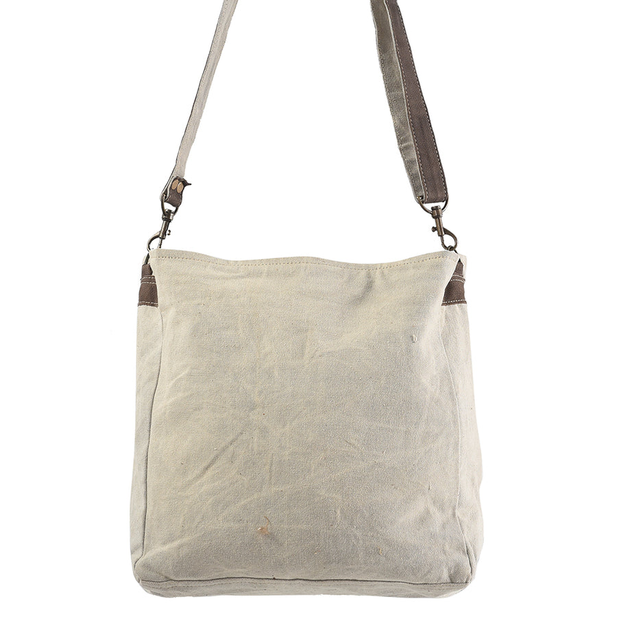 OHLAY Large Crossbody Upcycled Canvas Genuine Leather Women's Bag Western Handbag Purse | Womens Handbags Belt for Women Summer
