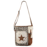 OHLAY MESSENGER Upcycled Canvas Hair-on Genuine Leather women bag western handbag purse