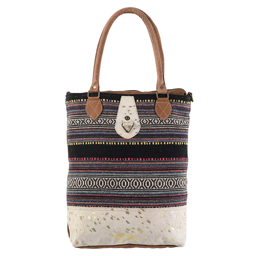 OHLAY KB304 TOTE Upcycled Wool Canvas Hair-on Genuine Leather women by Hilason – Cowboy and equestrian accessories