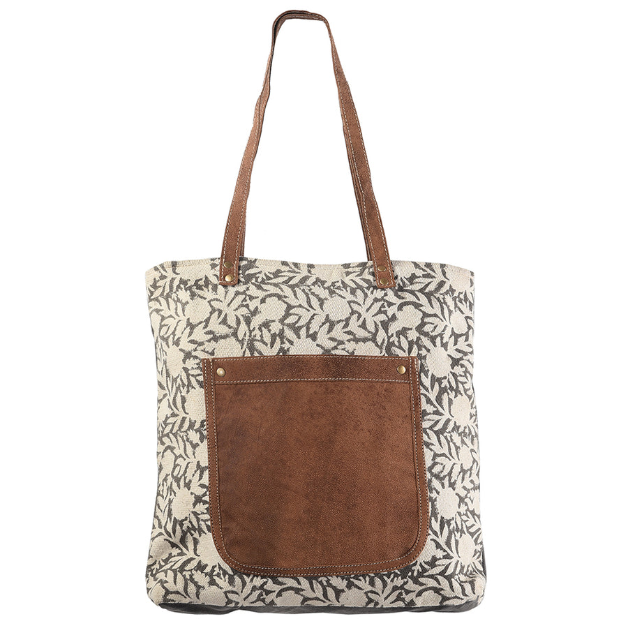OHLAY KB305 TOTE Upcycled Canvas Genuine Leather women bag western by Hilason – Cowboy and equestrian accessories