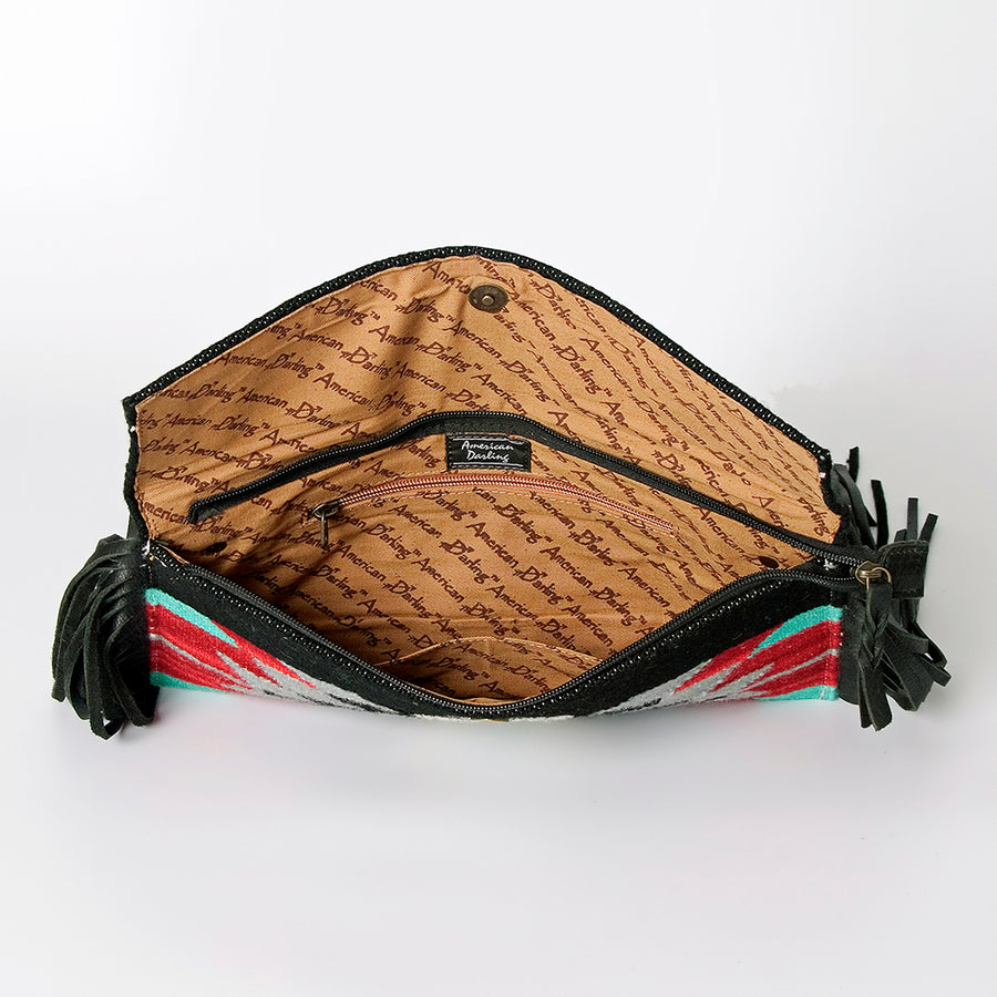 American Darling Western Crossbody Bag with Fringe | Hand Woven Saddle Blanket & Genuine Leather Purse | Small Shoulder Bag for Women