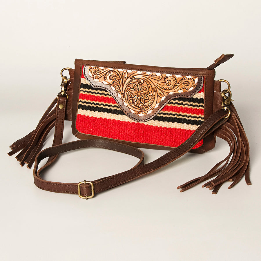 American Darling Hand Tooled Leather Saddle Blanket Small Cross body Bag - Uhorse