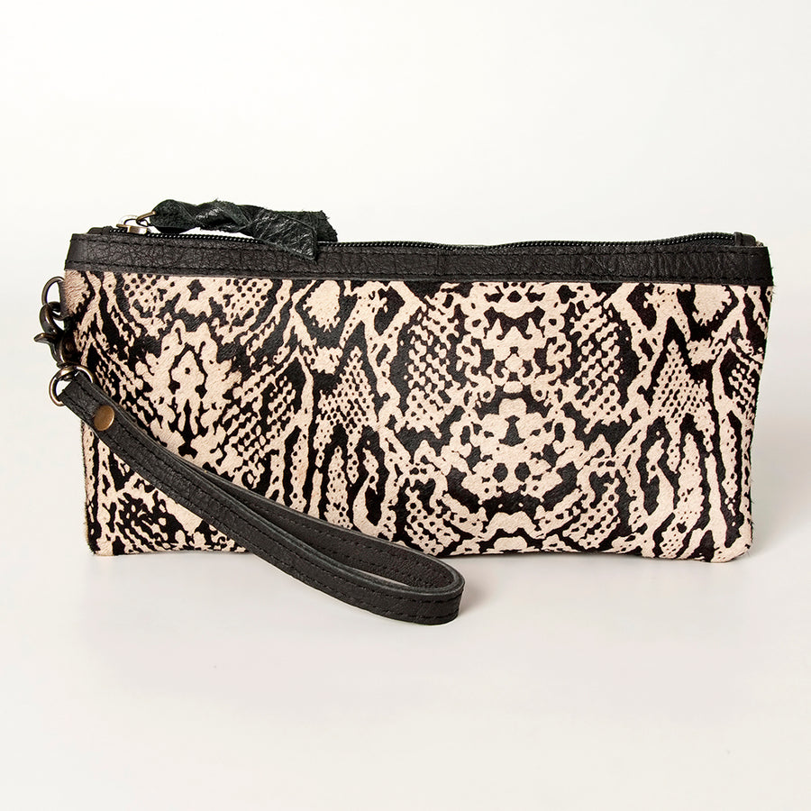 American Darling Wristlet Bag Handcrafted from Floral Embossed Damascus Genuine Leather with YKK Zipper and Wrist Strap