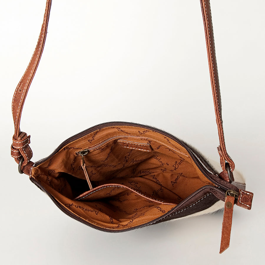 American Darling Large Cross body Bag, Hair-On Cowhide and Genuine Vegetable-Tanned Leather, Western Handcrafted Purse for Women