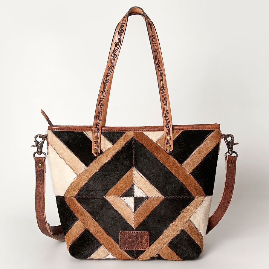 American Darling Tote Bag Hair-On Cowhide Genuine Vegetable Tanned Leather Handbag Spacious Travel Tote with YKK Zipper