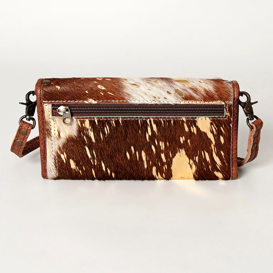 American Darling Western Wallet Bag Hair-On Cowhide Genuine Vegetable Tanned Leather Travel Clutch with YKK Zipper