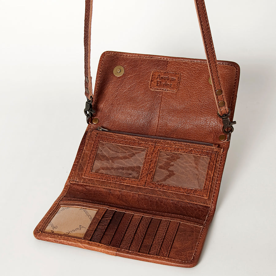 American Darling Western Wallet Bag Hair-On Cowhide Genuine Vegetable Tanned Leather Travel Clutch with YKK Zipper