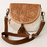 American Darling ADBGK129C Messenger Hand Tooled Hair-On Genuine Leather Women Bag Western Handbag Purse