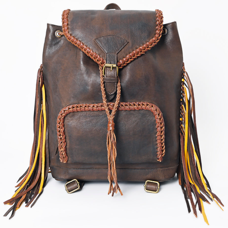 American Darling Backpack Western Genuine Leather Handcrafted Rucksack with Braided Detail and Drawstring Closure