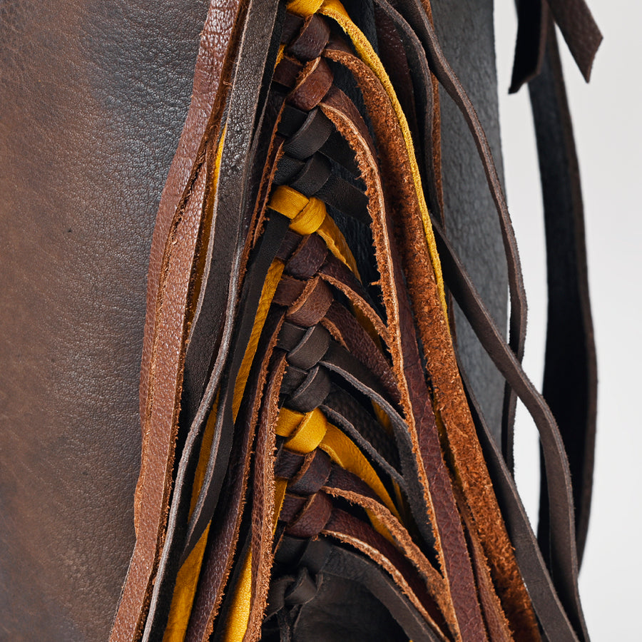 American Darling Backpack Western Genuine Leather Handcrafted Rucksack with Braided Detail and Drawstring Closure
