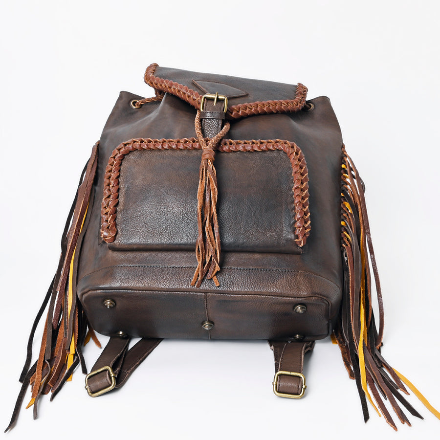 American Darling Backpack Western Genuine Leather Handcrafted Rucksack with Braided Detail and Drawstring Closure