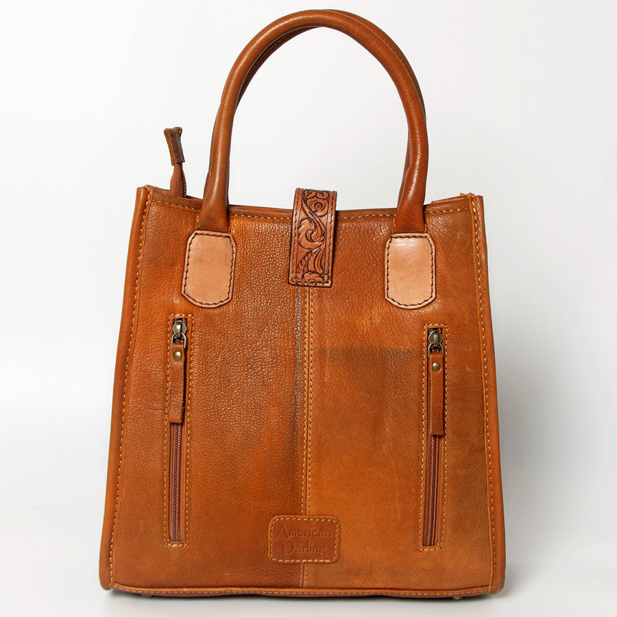American Darling Tote Bag Hair-On Cowhide Vegetable-Tanned Genuine Leather Floral Carved Hand Tooled Tassels