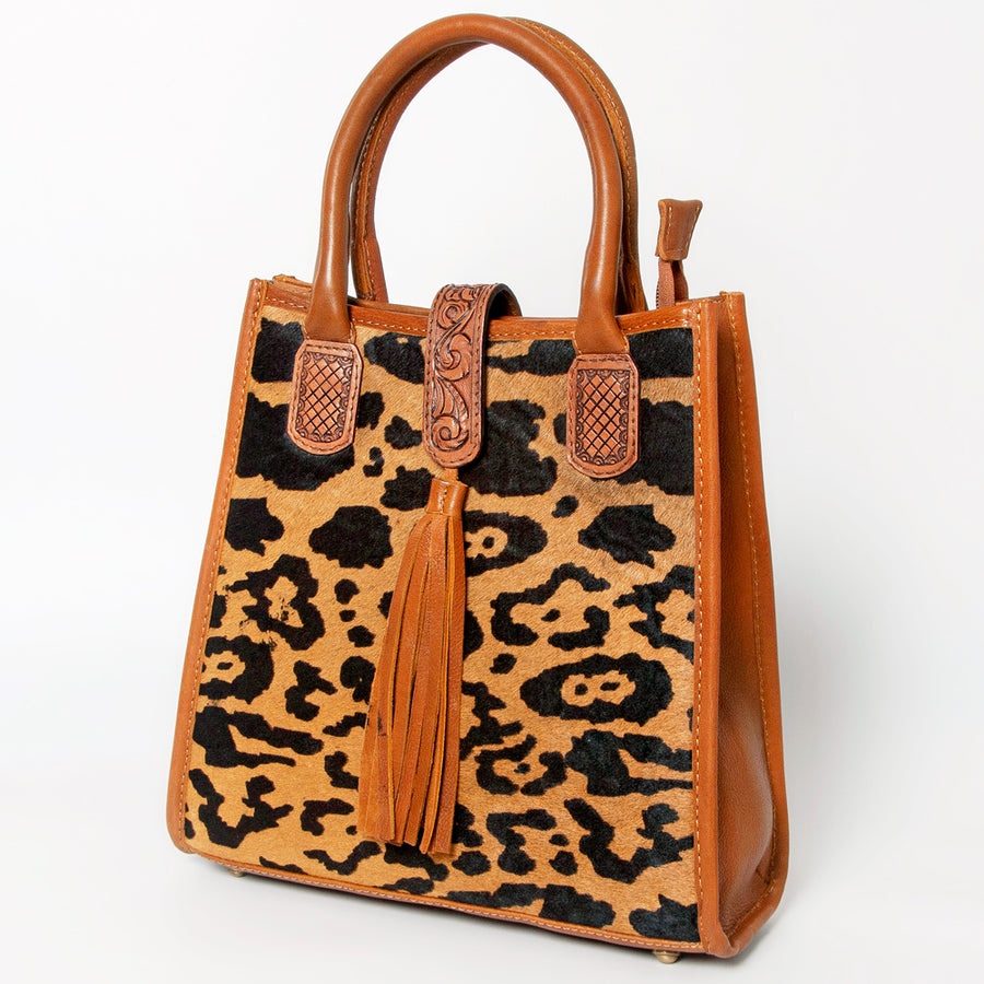 American Darling Tote Bag Hair-On Cowhide Genuine Leather Hand Tooled - Uhorse