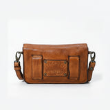 Spaghetti Western Swc201Tan Cross Body I Vintage Handmade Drum Dyed Genuine European Cowhide Leather Women Bag Western Handbag Purse