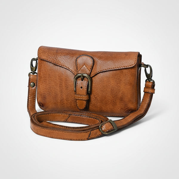 Spaghetti W. Swc201Tan Cross Body I Vintage Handmade Drum Dyed Genuine by Hilason – Cowboy and equestrian accessories