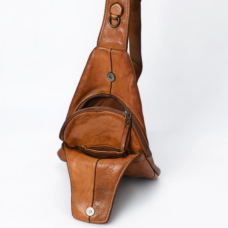 Spaghetti Western Swc202Blk Sling Vintage Handmade Drum Dyed Genuine European Cowhide Leather Women Bag Western Handbag Purse