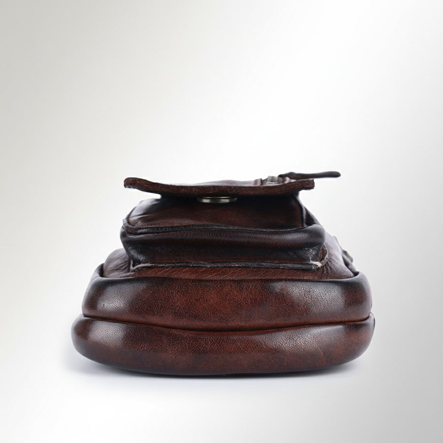 Spaghetti Western Swc203Brn Sling Vintage Handmade Drum Dyed Genuine European Cowhide Leather Women Bag Western Handbag Purse